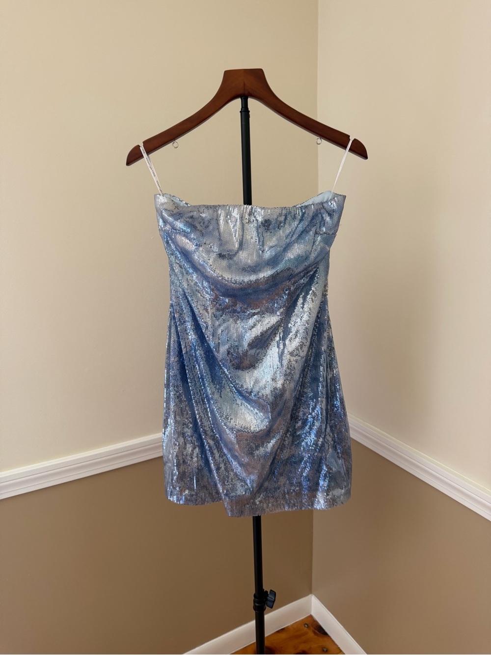 Jessica McClintock Light Blue Sequin Strapless Dress